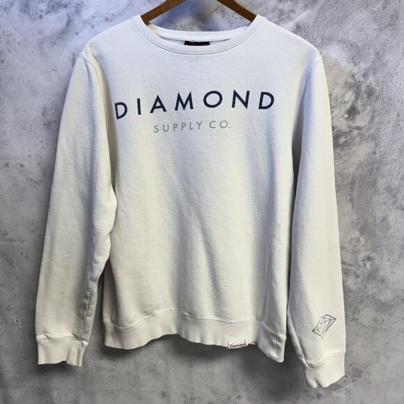 Vintage Diamond Supply Co Sweatshirt Mens Small 21.5x23.5 White Skate Y2K - Picture 2 of 15